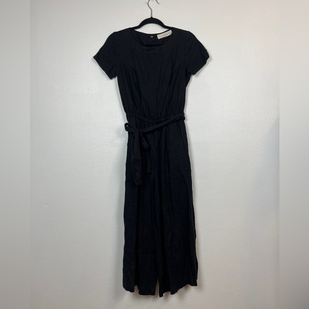 notPERFECTLINEN Barcelona Jumpsuit rare button back tie waist size small